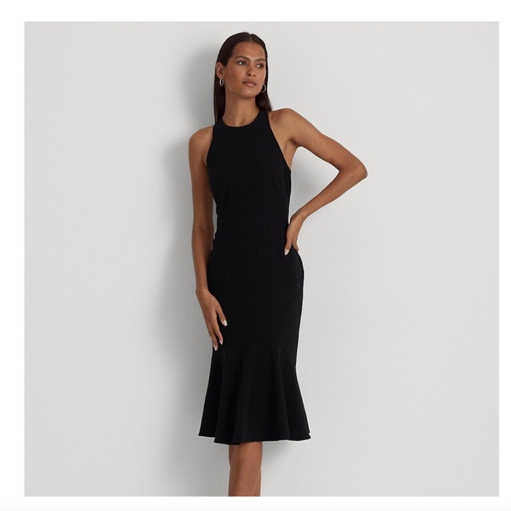 Lauren Ralph Lauren Black Sleeveless Dress - double-faced crepe - halter